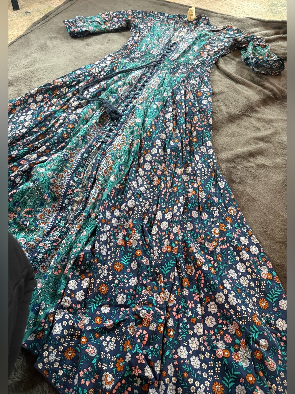 Jaase Teal & Navy Floral Boho Maxi Dress - Picture 9 of 16